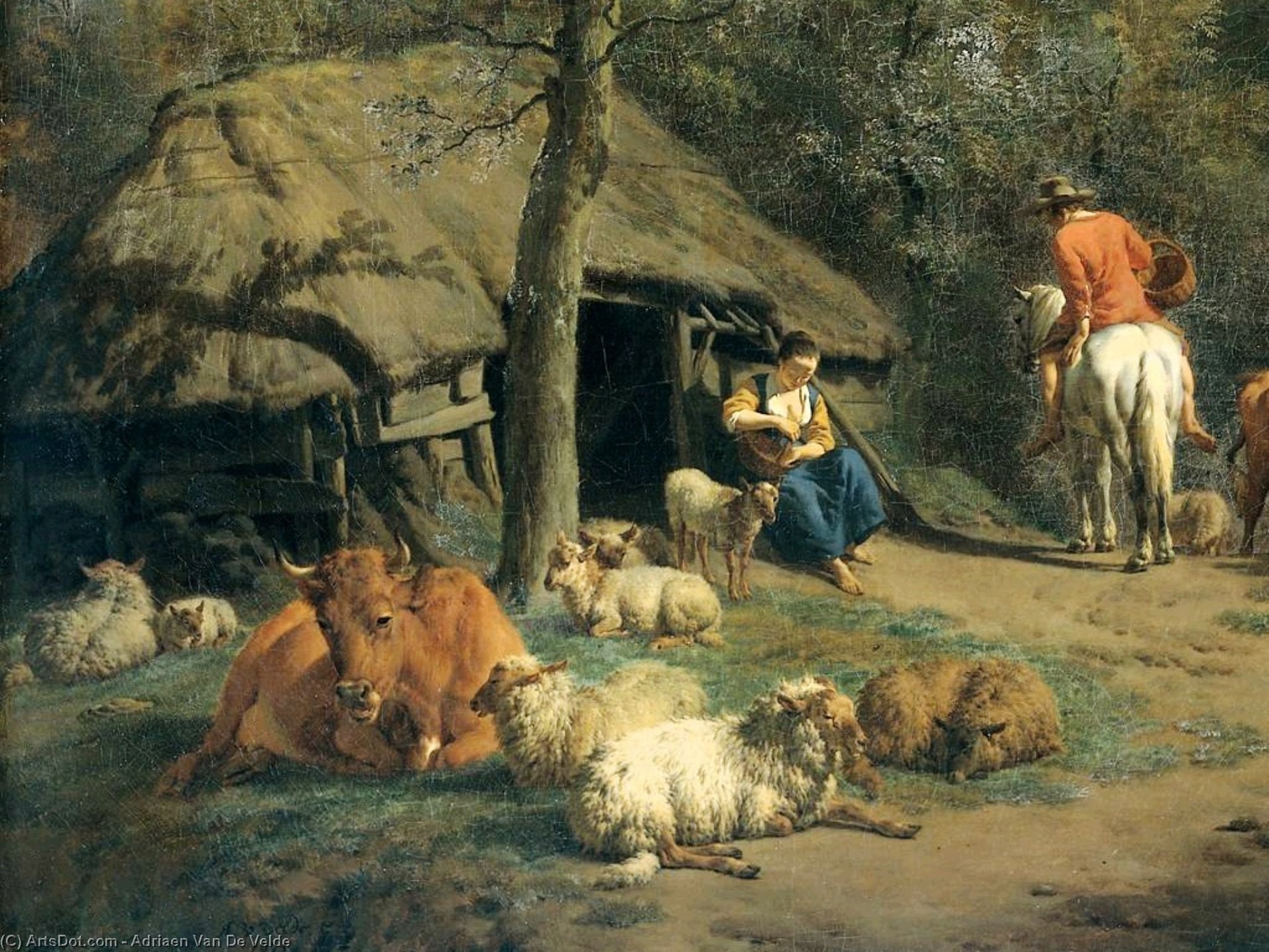 WikiOO.org - Encyclopedia of Fine Arts - Lukisan, Artwork Adriaen Van De Velde - The Hut (detail)