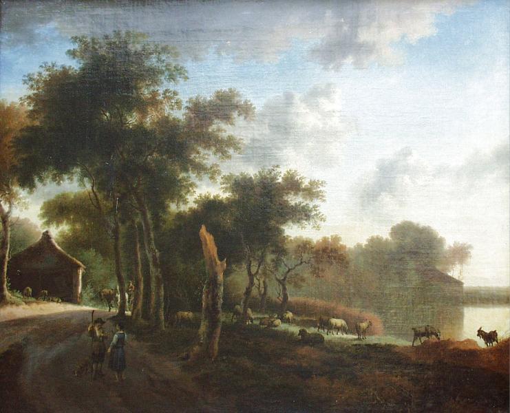 Wikioo.org - The Encyclopedia of Fine Arts - Painting, Artwork by Adriaen Van De Velde - Landscape with shepherds