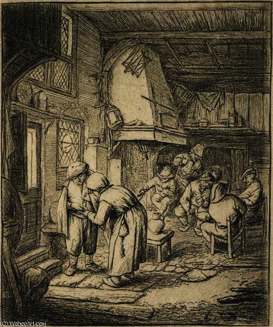 Wikioo.org - The Encyclopedia of Fine Arts - Painting, Artwork by Adriaen Van Ostade - The Peasant Settling His Debt