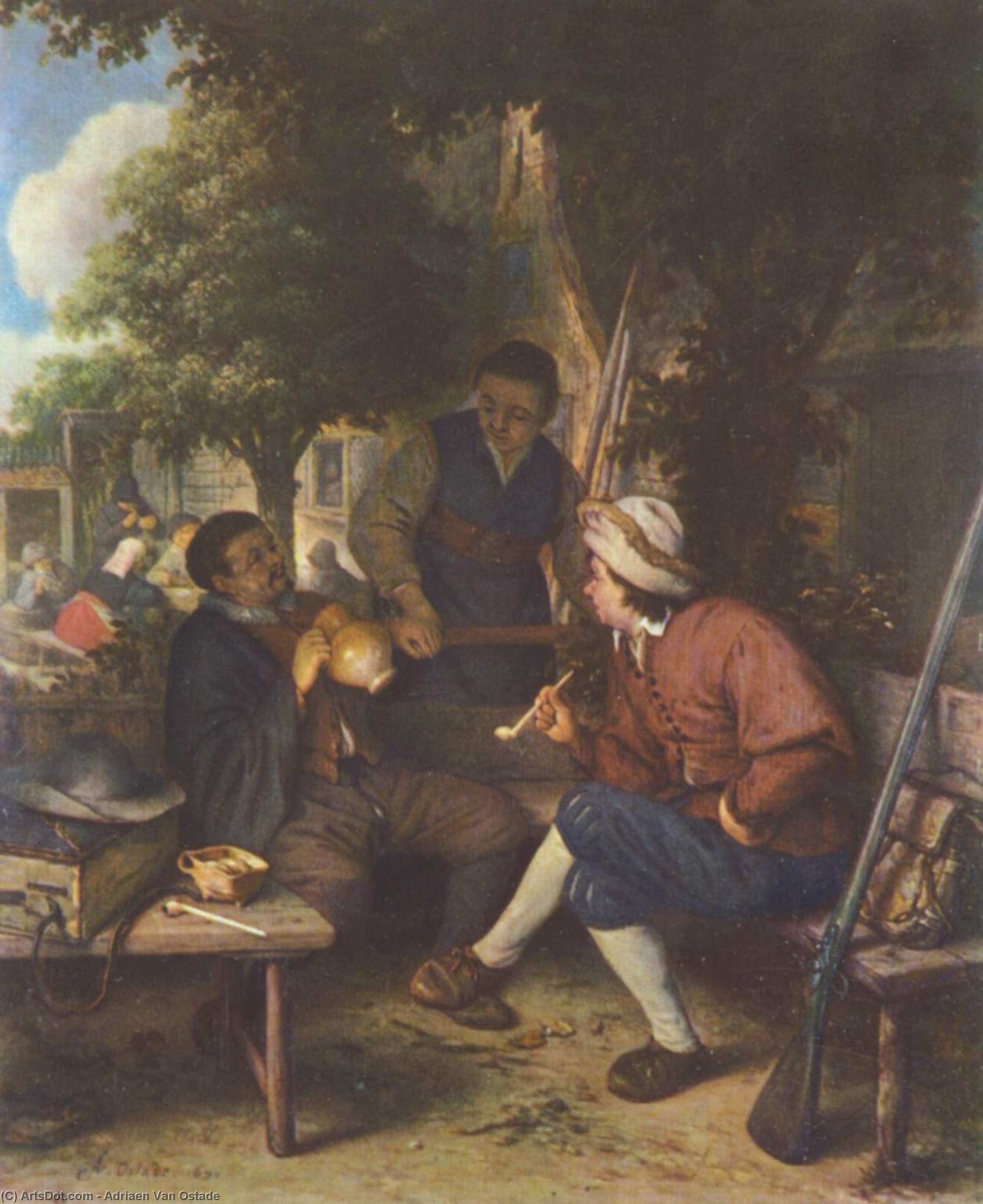Wikioo.org – L'Encyclopédie des Beaux Arts - Peinture, Oeuvre de Adriaen Van Ostade - repos voyageurs