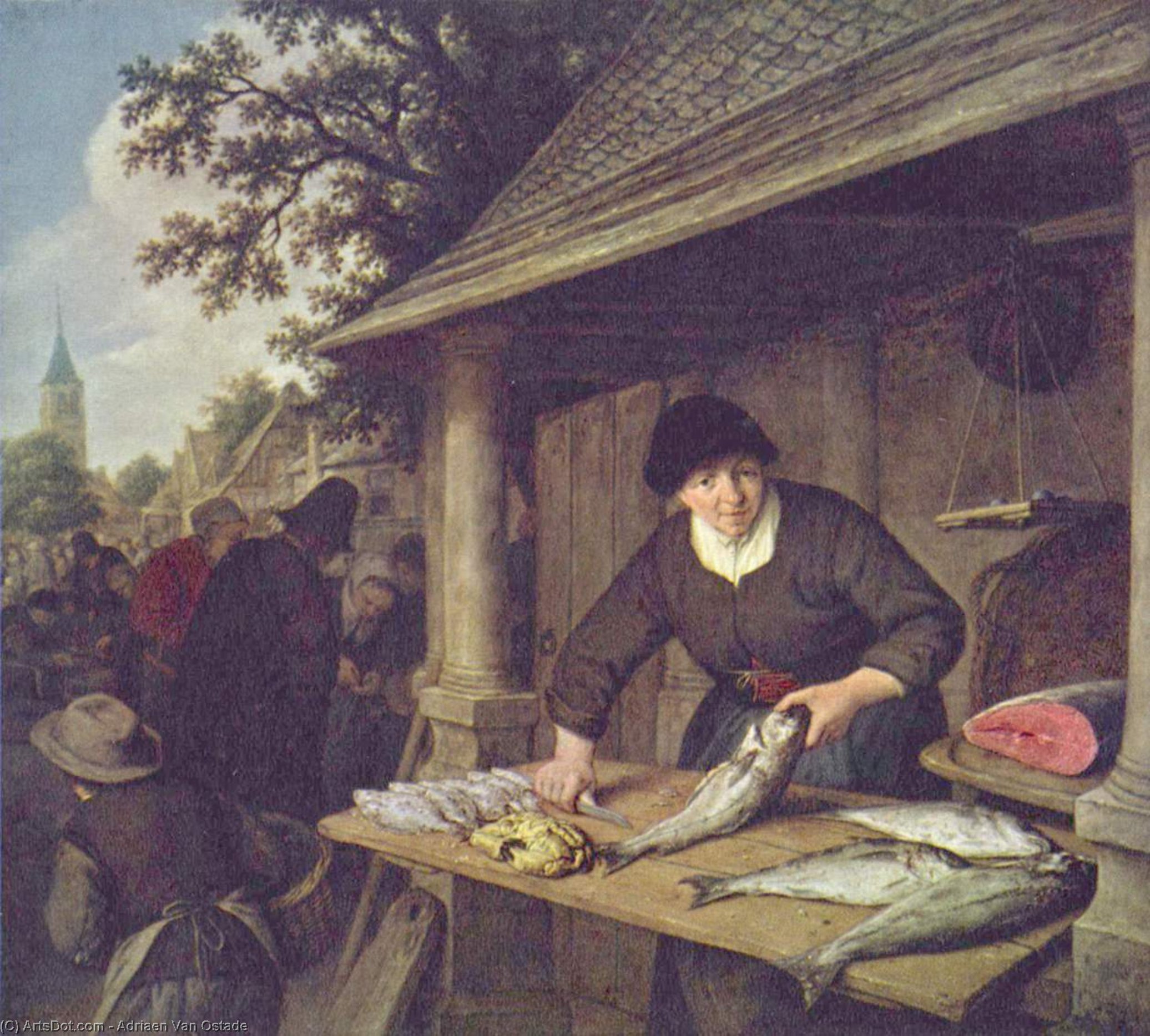 WikiOO.org - Εγκυκλοπαίδεια Καλών Τεχνών - Ζωγραφική, έργα τέχνης Adriaen Van Ostade - The Fishwife
