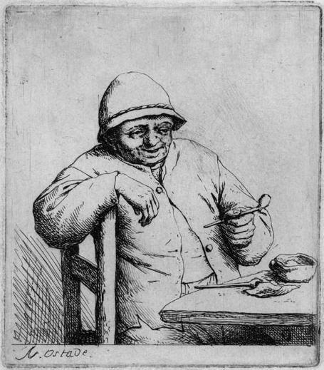 Wikioo.org - The Encyclopedia of Fine Arts - Painting, Artwork by Adriaen Van Ostade - Smiling Smoker