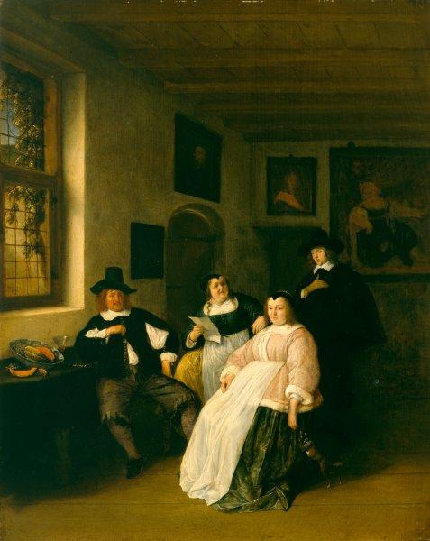 Wikioo.org - The Encyclopedia of Fine Arts - Painting, Artwork by Adriaen Van Ostade - The De Goyer Family and the Painter