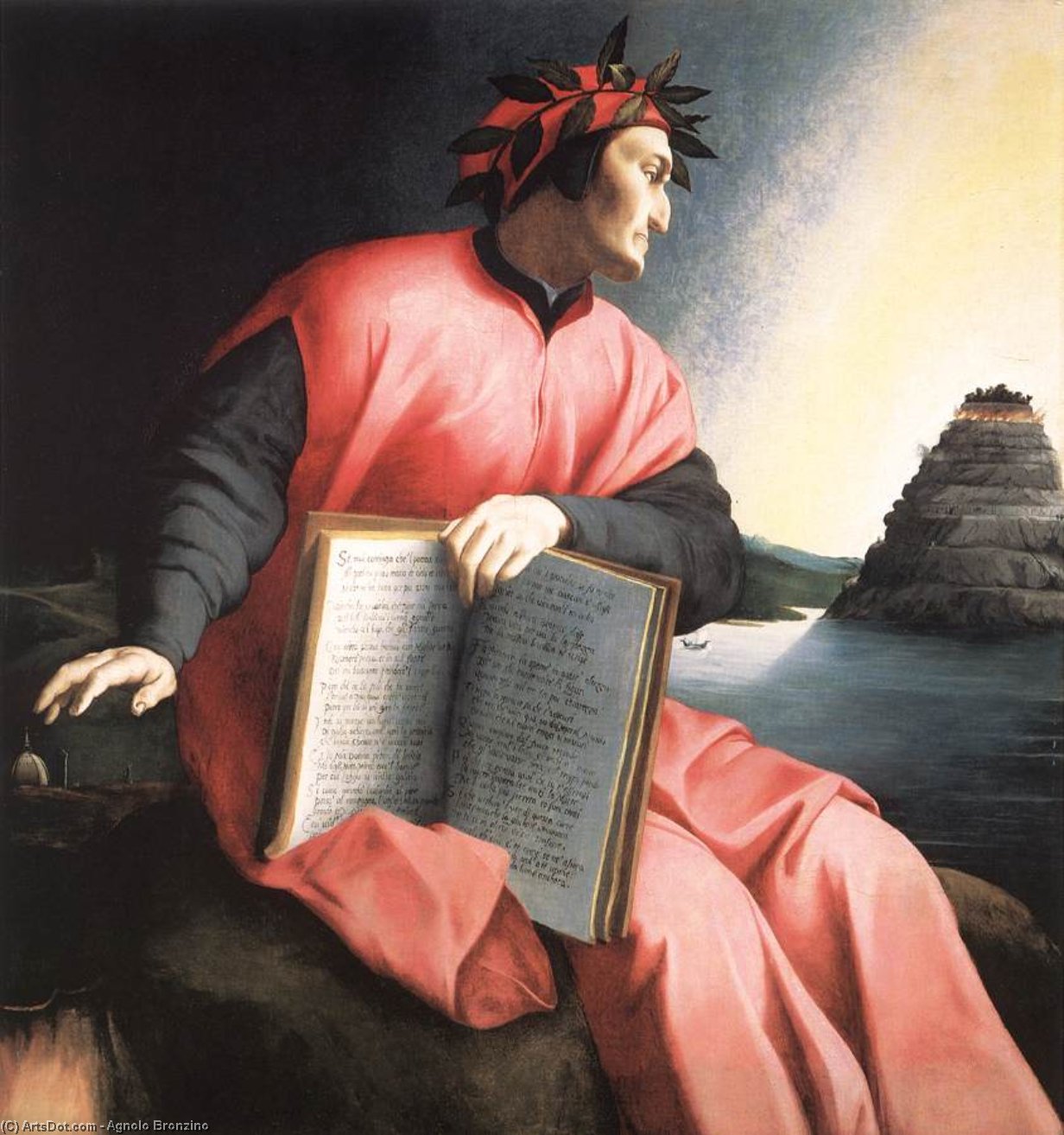 Wikioo.org – La Enciclopedia de las Bellas Artes - Pintura, Obras de arte de Agnolo Bronzino - Alegórico Botas retrato de dante