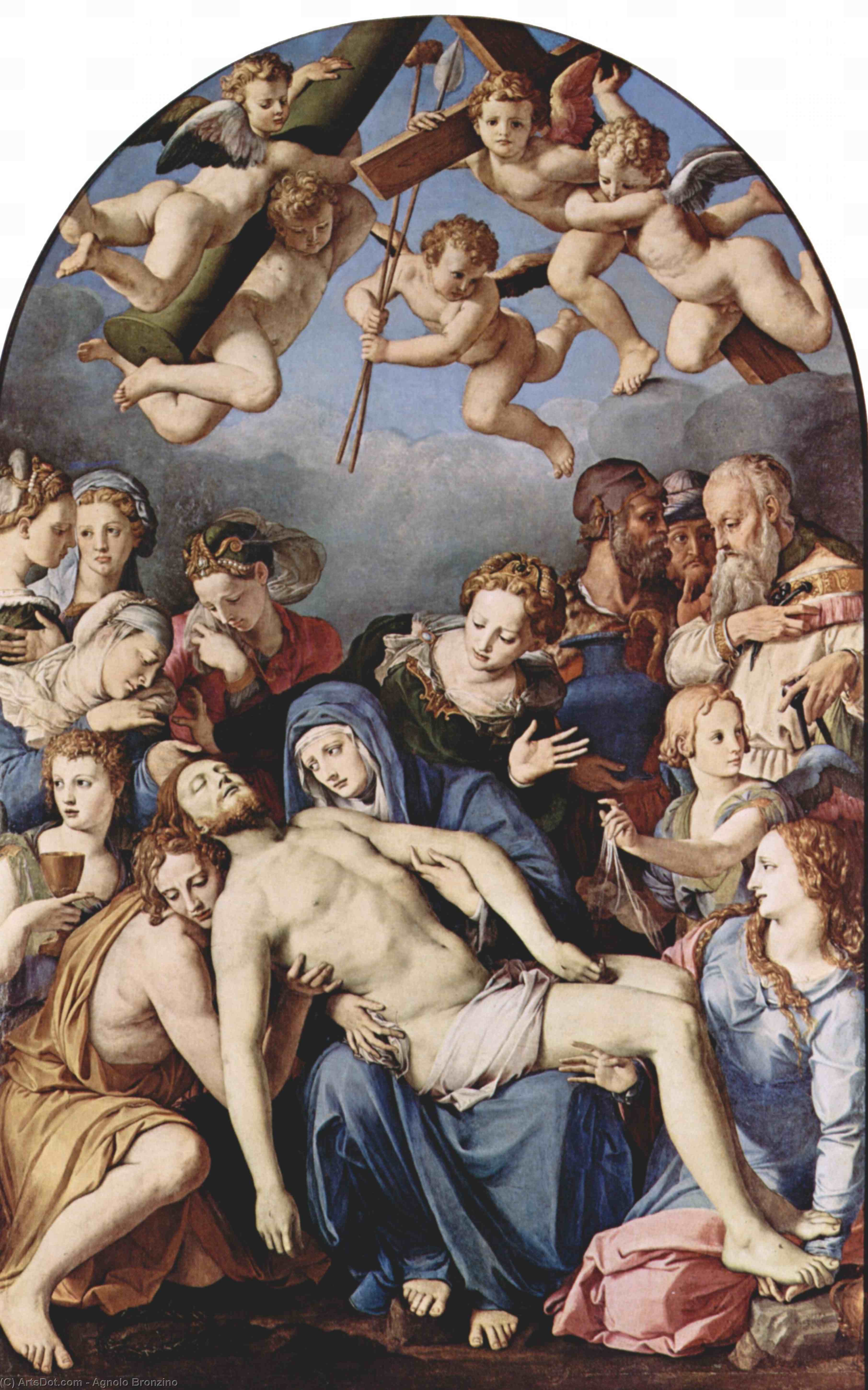 Wikioo.org – L'Encyclopédie des Beaux Arts - Peinture, Oeuvre de Agnolo Bronzino - Déposition issus  au  Traverser