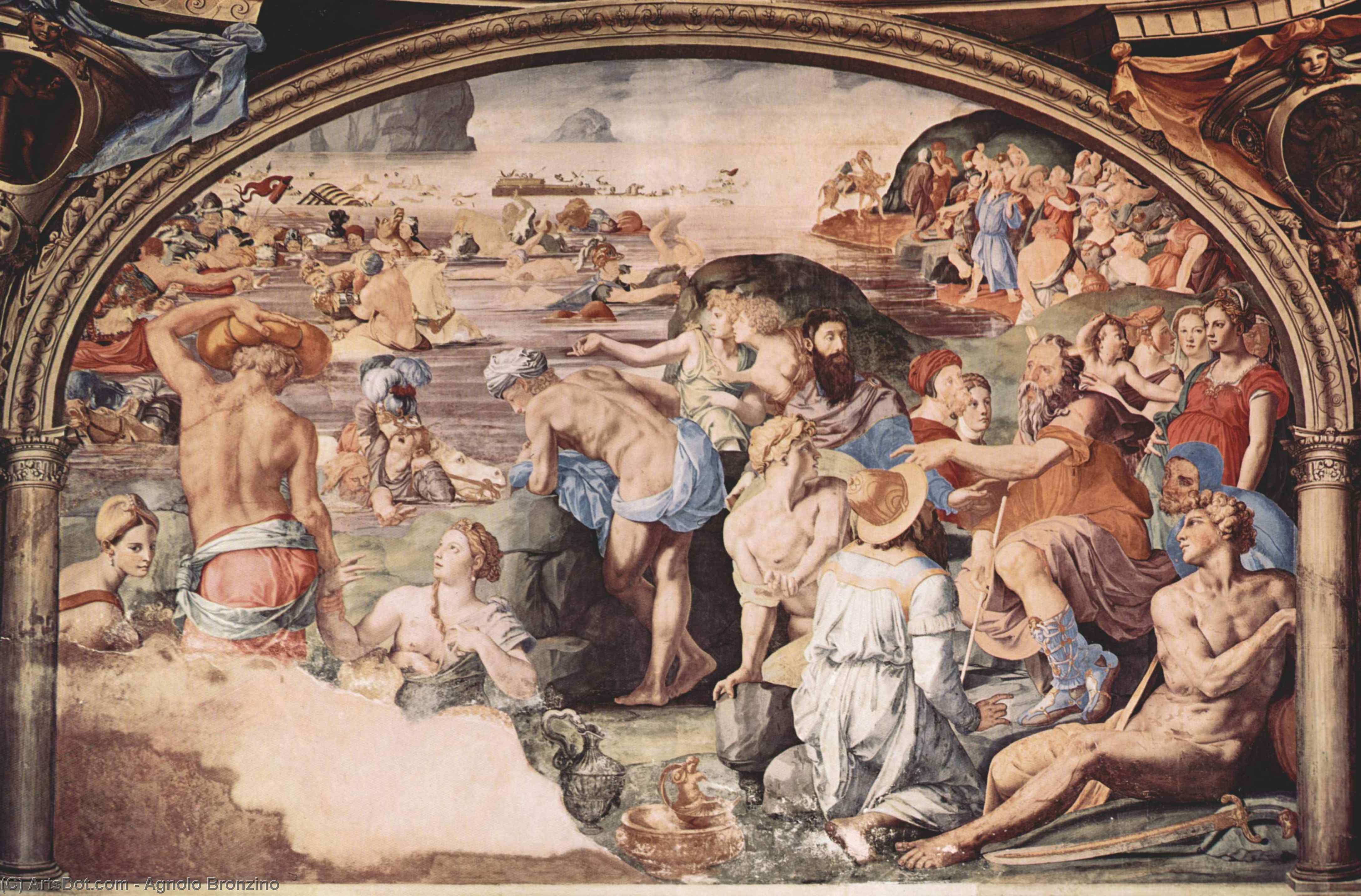 Wikioo.org - Bách khoa toàn thư về mỹ thuật - Vẽ tranh, Tác phẩm nghệ thuật Agnolo Bronzino - The Israelites crossing the Red Sea