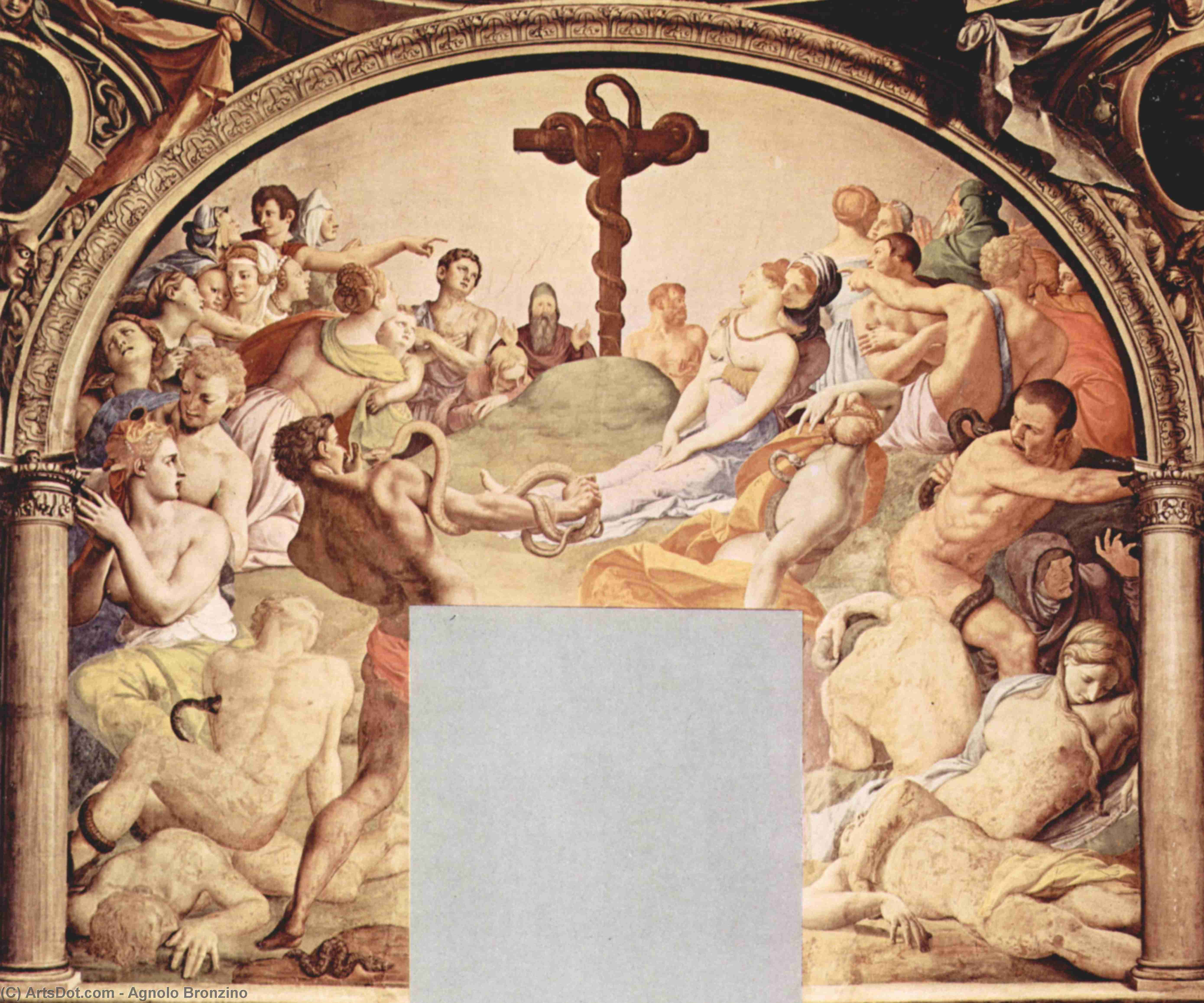 Wikioo.org – L'Enciclopedia delle Belle Arti - Pittura, Opere di Agnolo Bronzino - adorazione del traversa  con  dopodomani  Serpente di bronzo