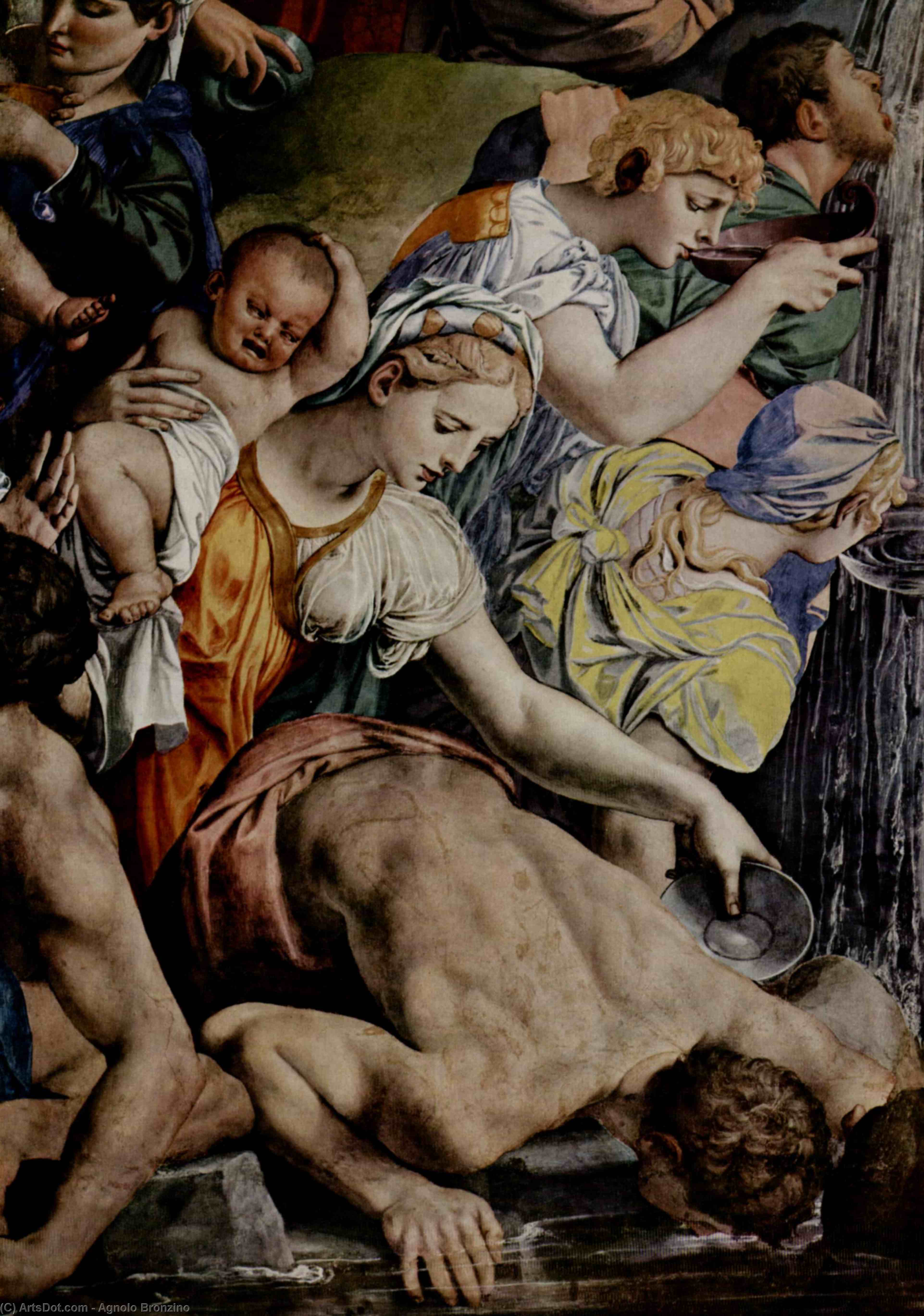Wikioo.org - The Encyclopedia of Fine Arts - Painting, Artwork by Agnolo Bronzino - Moses strikes water from the wall rocks