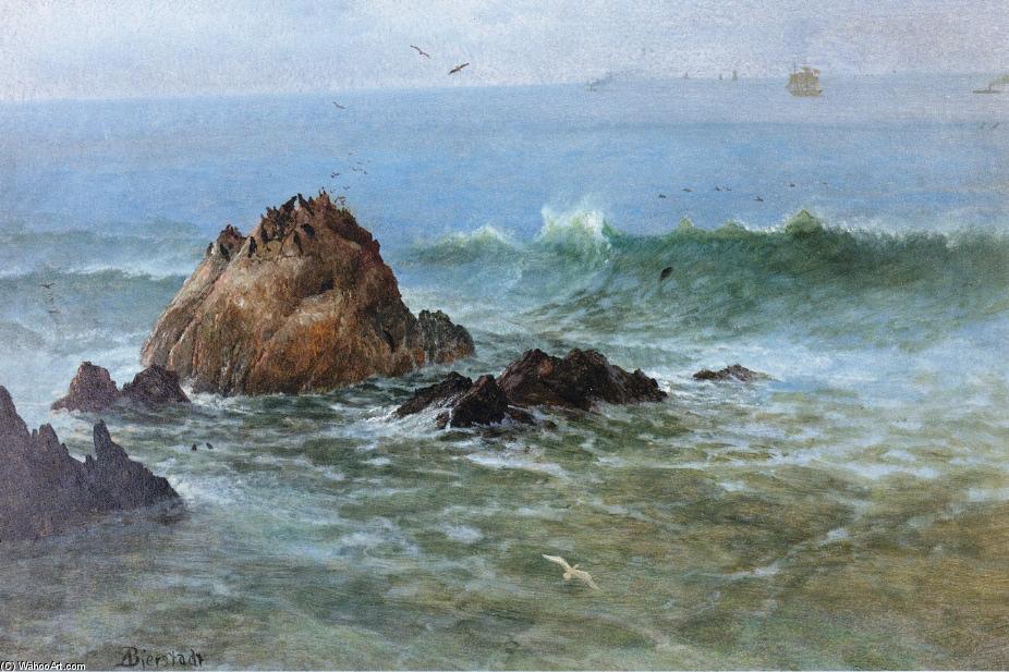 Wikioo.org - The Encyclopedia of Fine Arts - Painting, Artwork by Albert Bierstadt - Seal Rocks on Pacific Coast, California