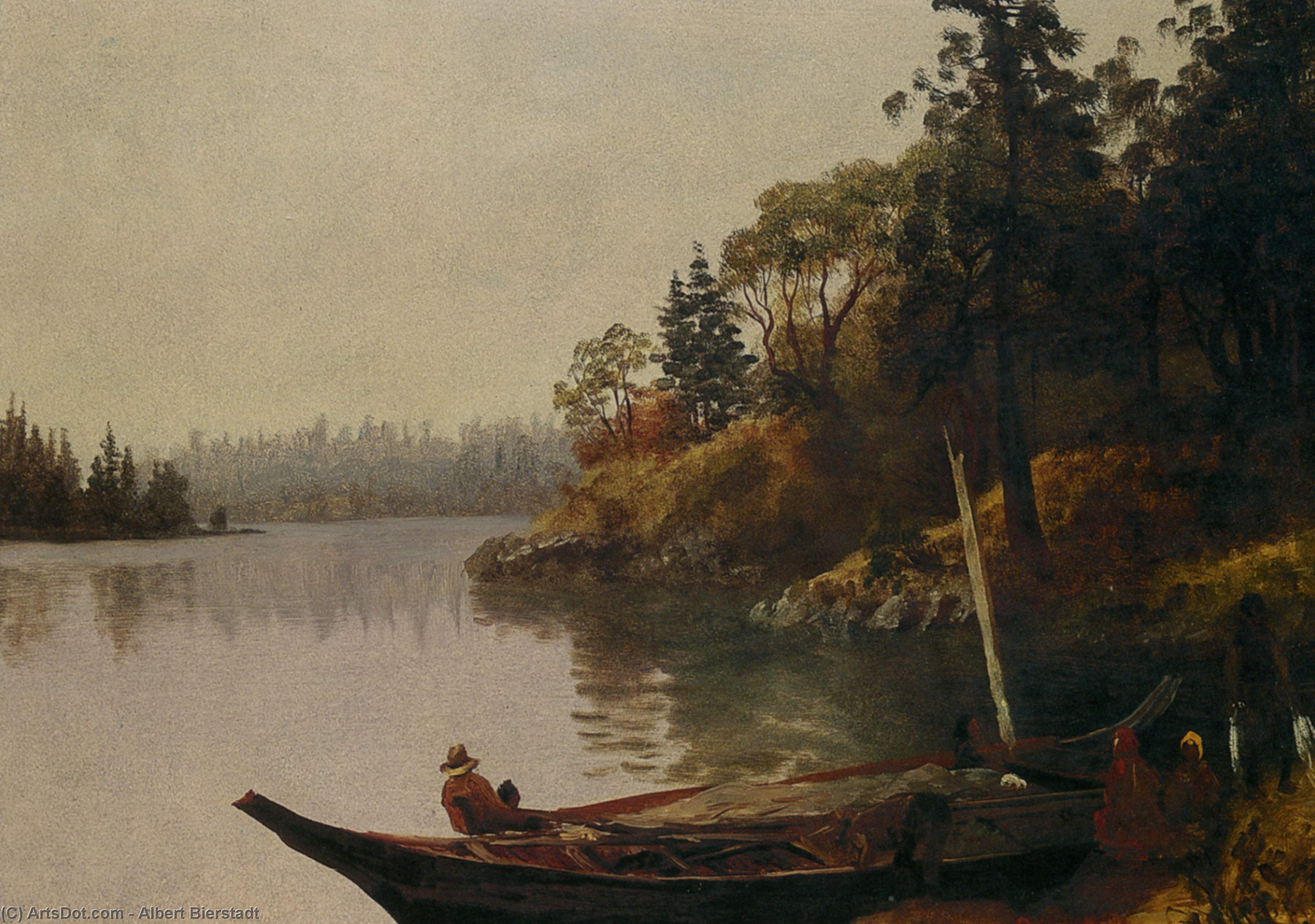 Wikioo.org - The Encyclopedia of Fine Arts - Painting, Artwork by Albert Bierstadt - Fishing on the Northwest Coast