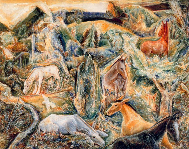 Wikioo.org - The Encyclopedia of Fine Arts - Painting, Artwork by Albert Bloch - The Garden of Asses II