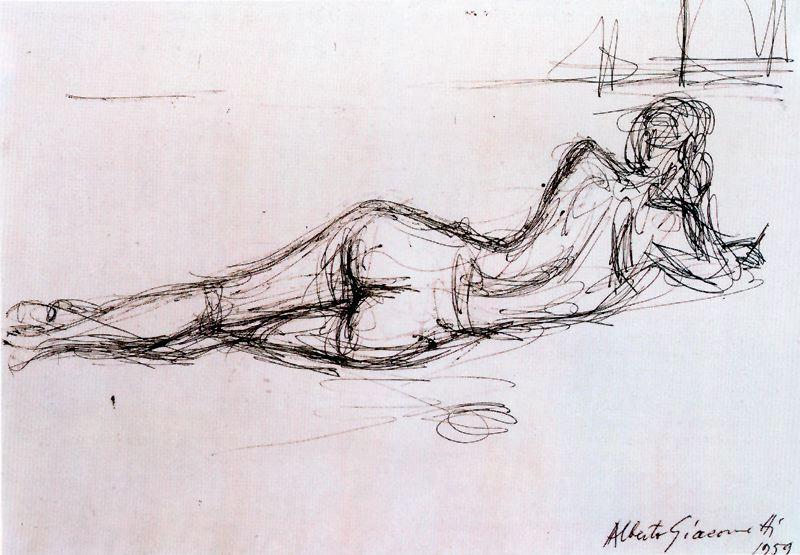 WikiOO.org - Encyclopedia of Fine Arts - Målning, konstverk Alberto Giacometti - Naked Lying Back
