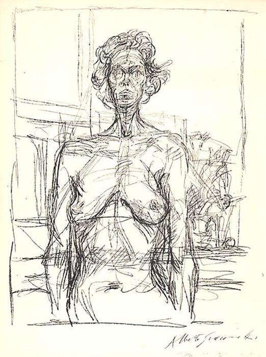 Wikioo.org - The Encyclopedia of Fine Arts - Painting, Artwork by Alberto Giacometti - Nude with Flowers