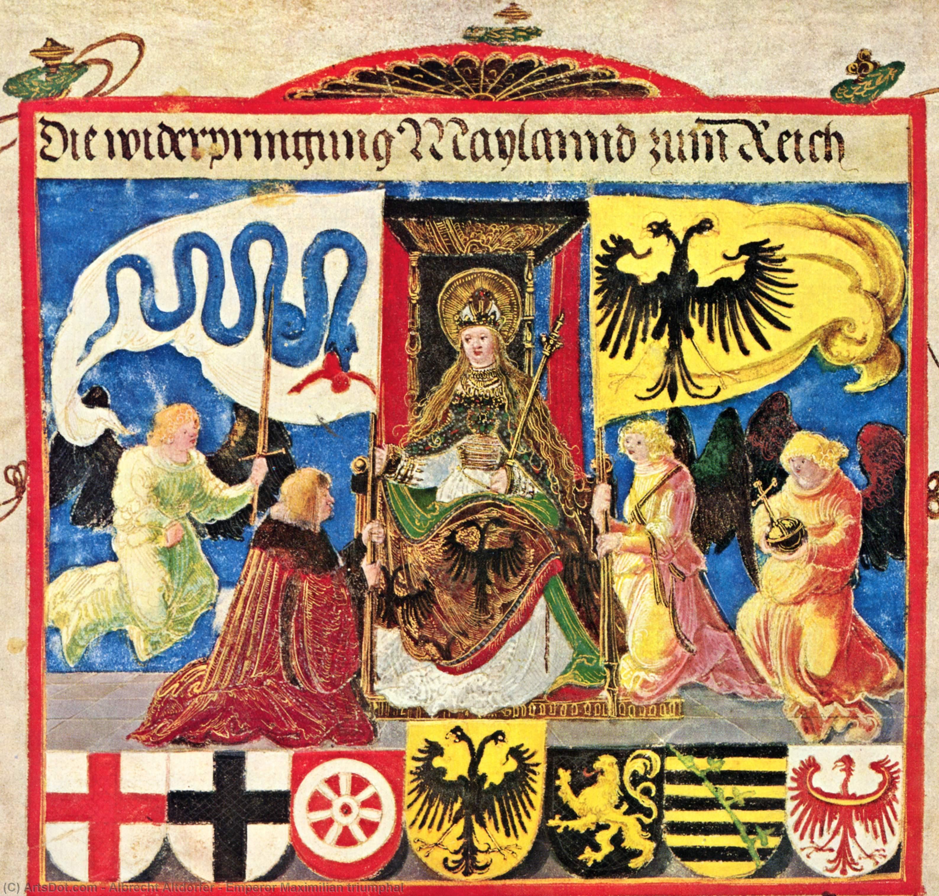 Wikoo.org - موسوعة الفنون الجميلة - اللوحة، العمل الفني Albrecht Altdorfer - Emperor Maximilian triumphal