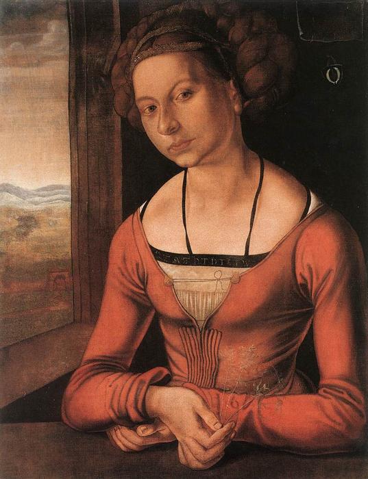 Wikioo.org - สารานุกรมวิจิตรศิลป์ - จิตรกรรม Albrecht Durer - Portrait Of A Woman With Her Hair Up