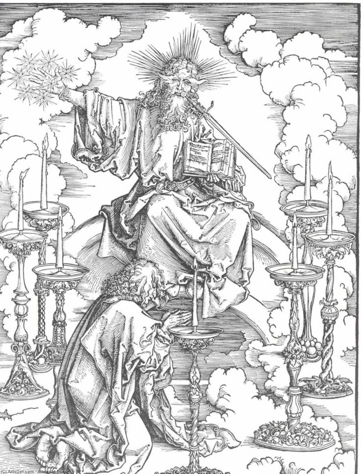 WikiOO.org - Enciclopédia das Belas Artes - Pintura, Arte por Albrecht Durer - St John`s Vision of Christ and the Seven Candlesticks
