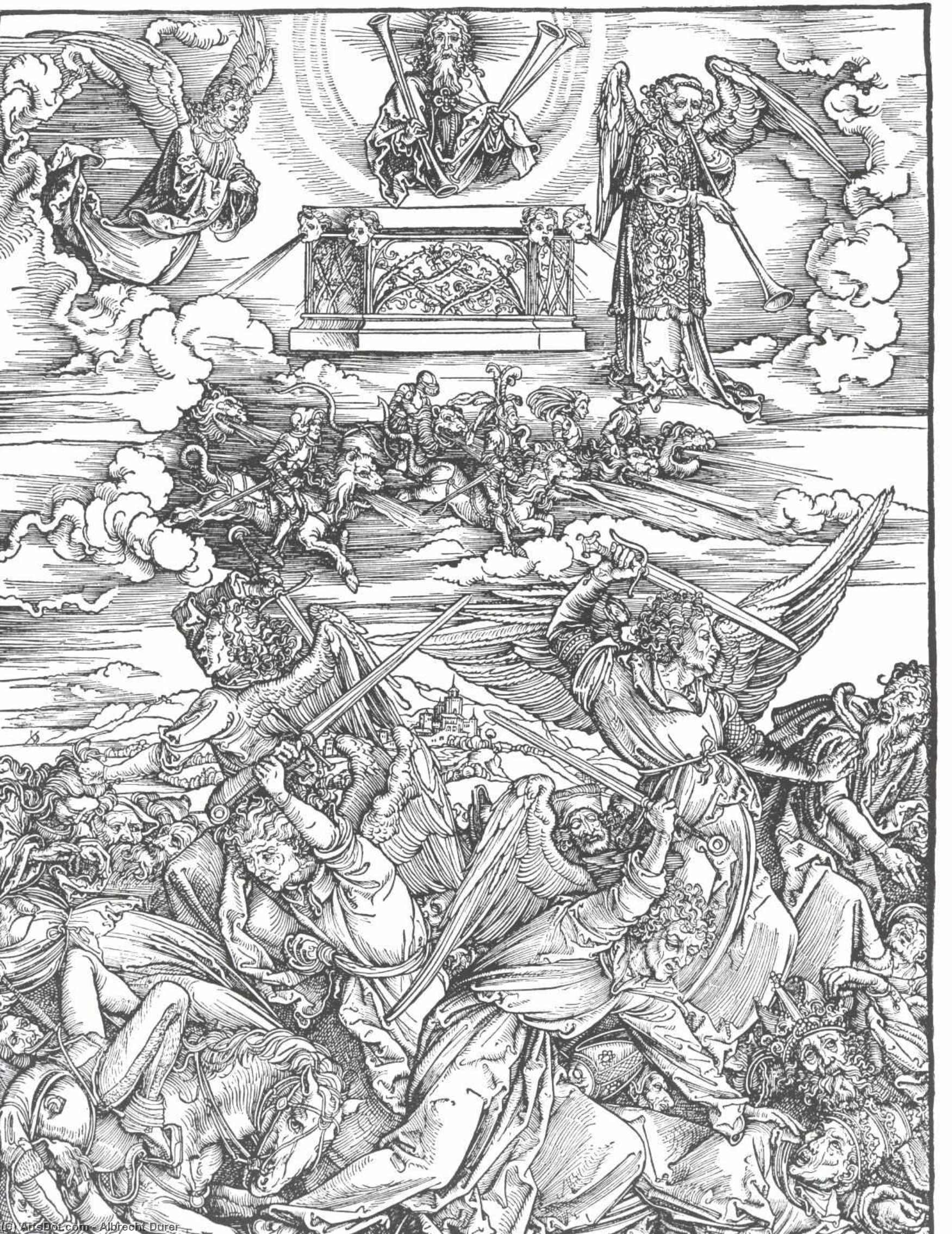 Wikioo.org - The Encyclopedia of Fine Arts - Painting, Artwork by Albrecht Durer - The Battle of the Angels