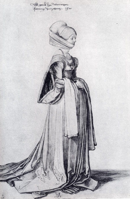 WikiOO.org - Encyclopedia of Fine Arts - Maleri, Artwork Albrecht Durer - A Nuremberg Costume Study