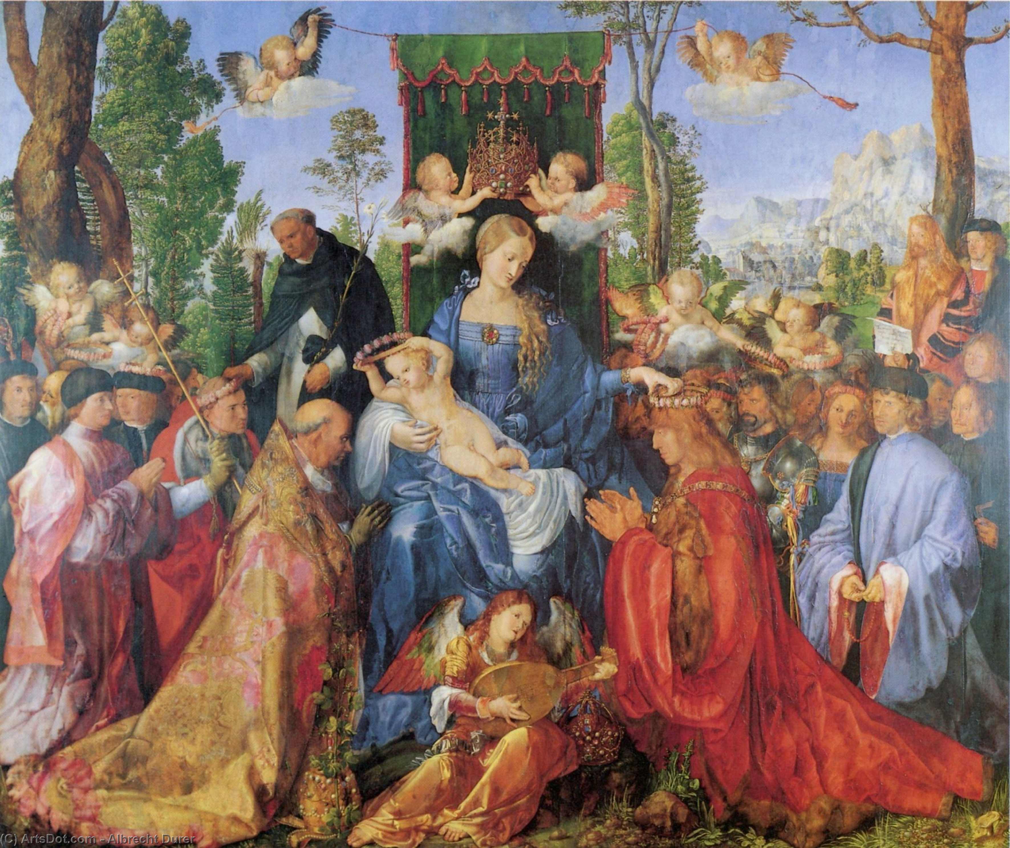 Wikioo.org – La Enciclopedia de las Bellas Artes - Pintura, Obras de arte de Albrecht Durer - La Dama de la fiesta del Rosario