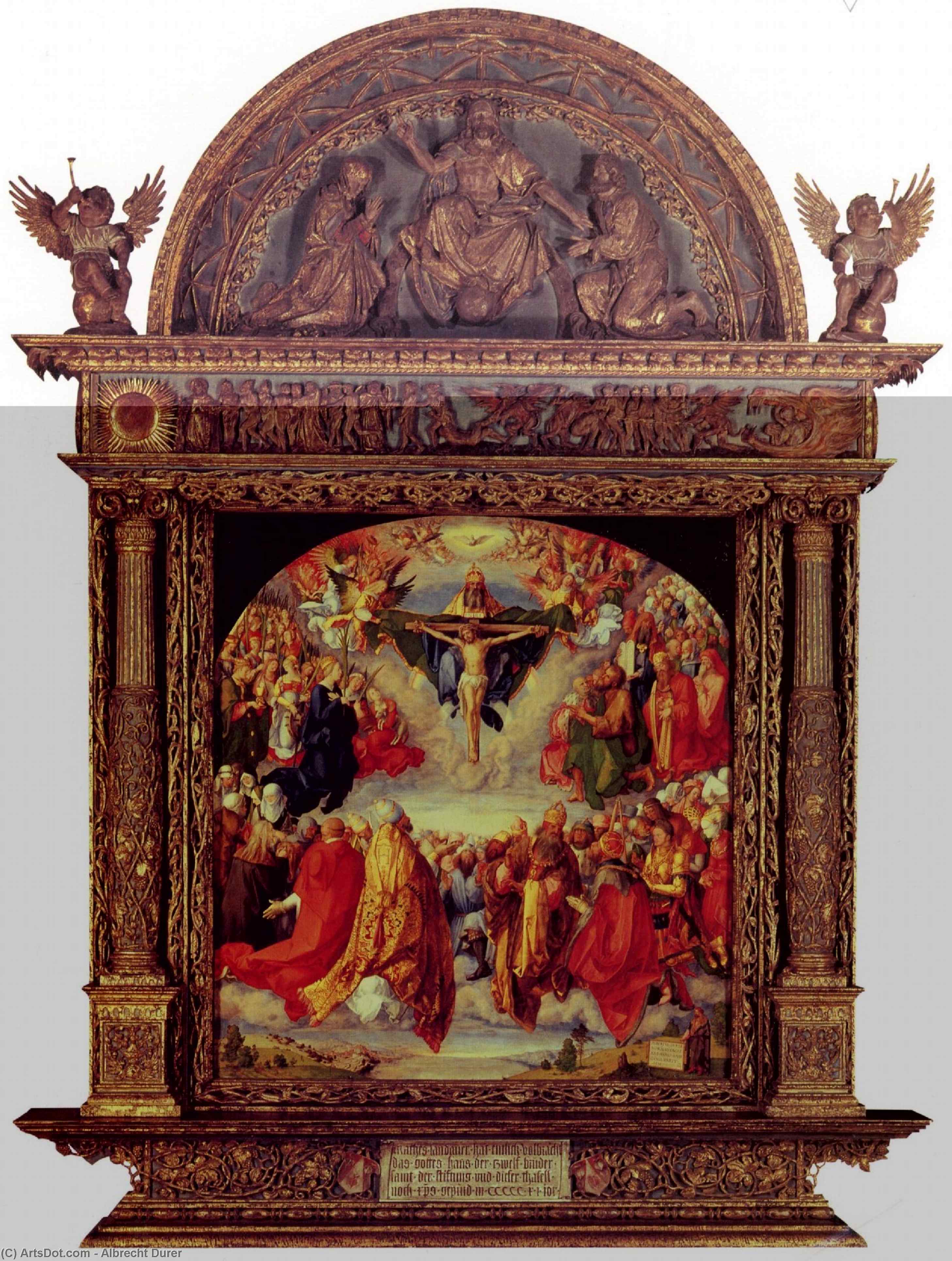 Wikioo.org - The Encyclopedia of Fine Arts - Painting, Artwork by Albrecht Durer - The Adoration of the Holy Trinity (Landauer Altar)