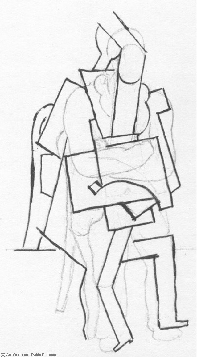 WikiOO.org - Encyclopedia of Fine Arts - Maľba, Artwork Pablo Picasso - Seated man with his arms crossed