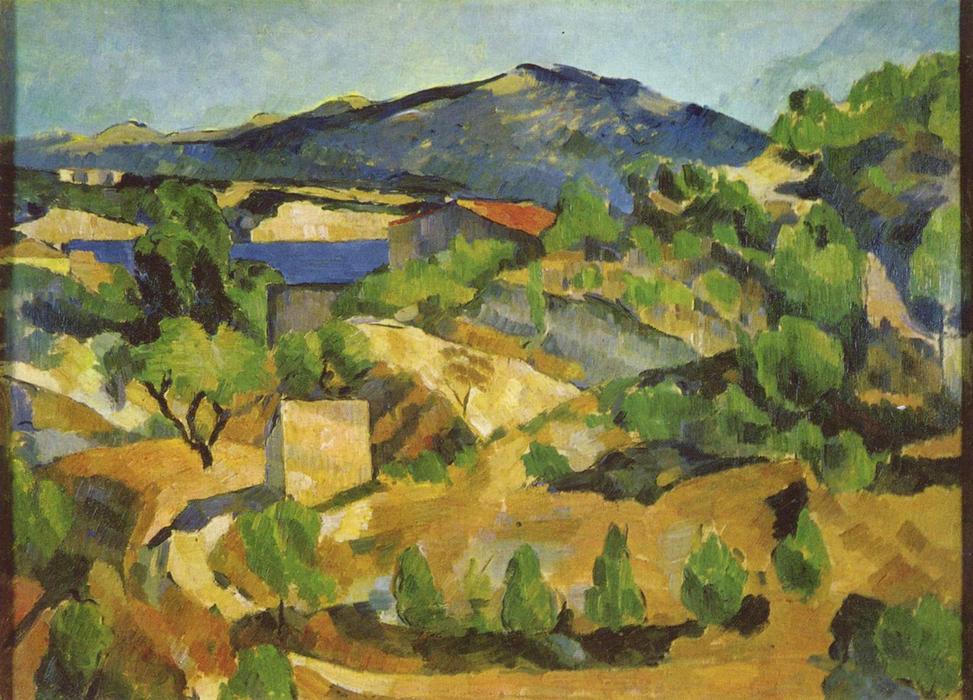WikiOO.org – 美術百科全書 - 繪畫，作品 Paul Cezanne - 山 在 普罗旺斯 . L'Estaque