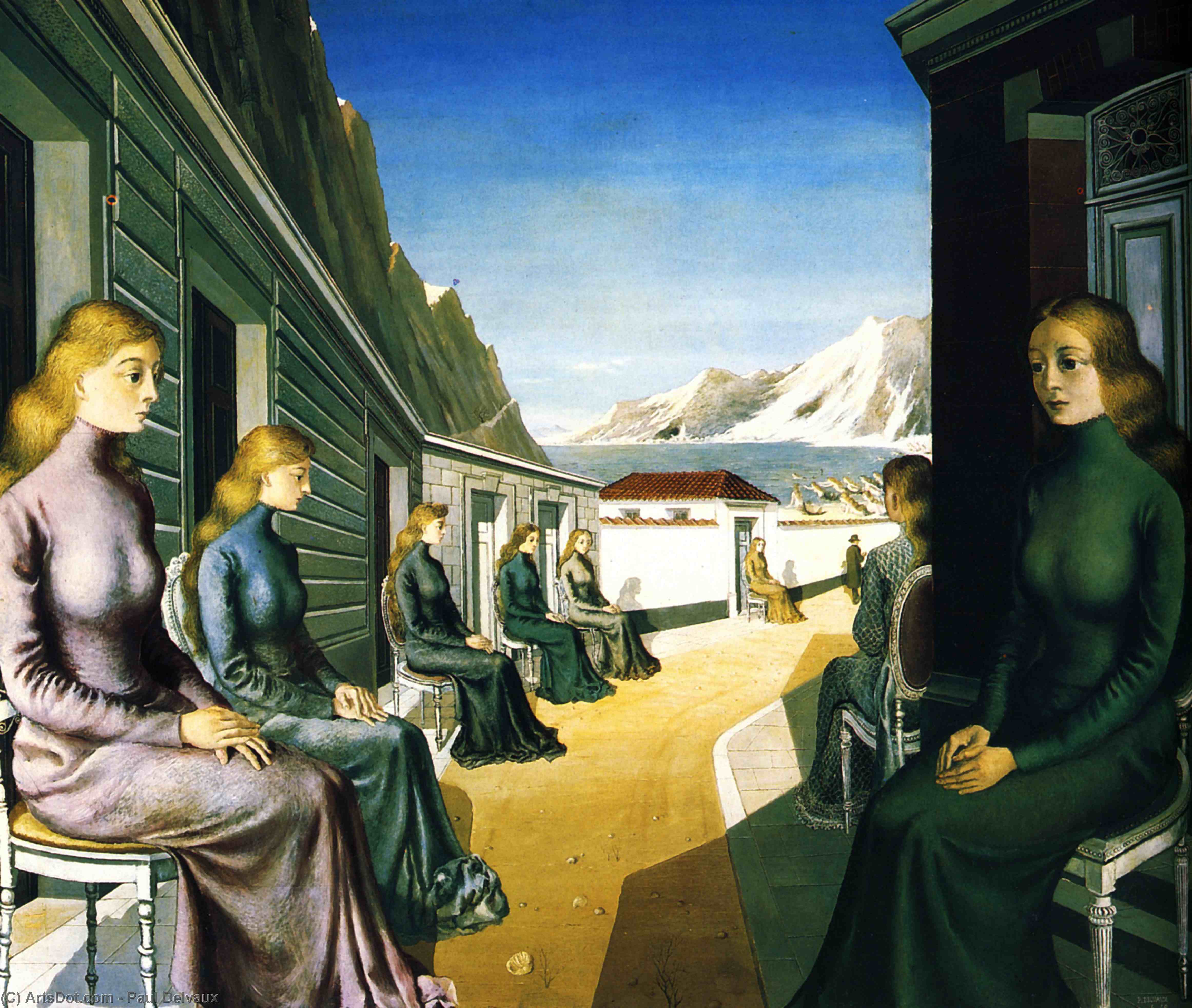 Wikioo.org - The Encyclopedia of Fine Arts - Painting, Artwork by Paul Delvaux - The Village of the Sirens