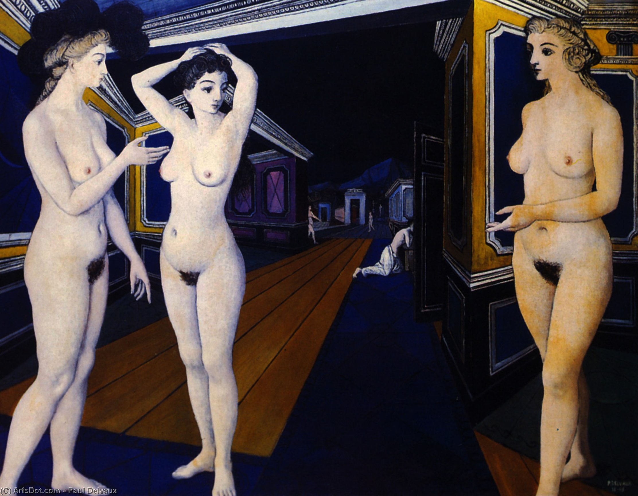 Wikioo.org - The Encyclopedia of Fine Arts - Painting, Artwork by Paul Delvaux - The Temptation of Saint Anthony