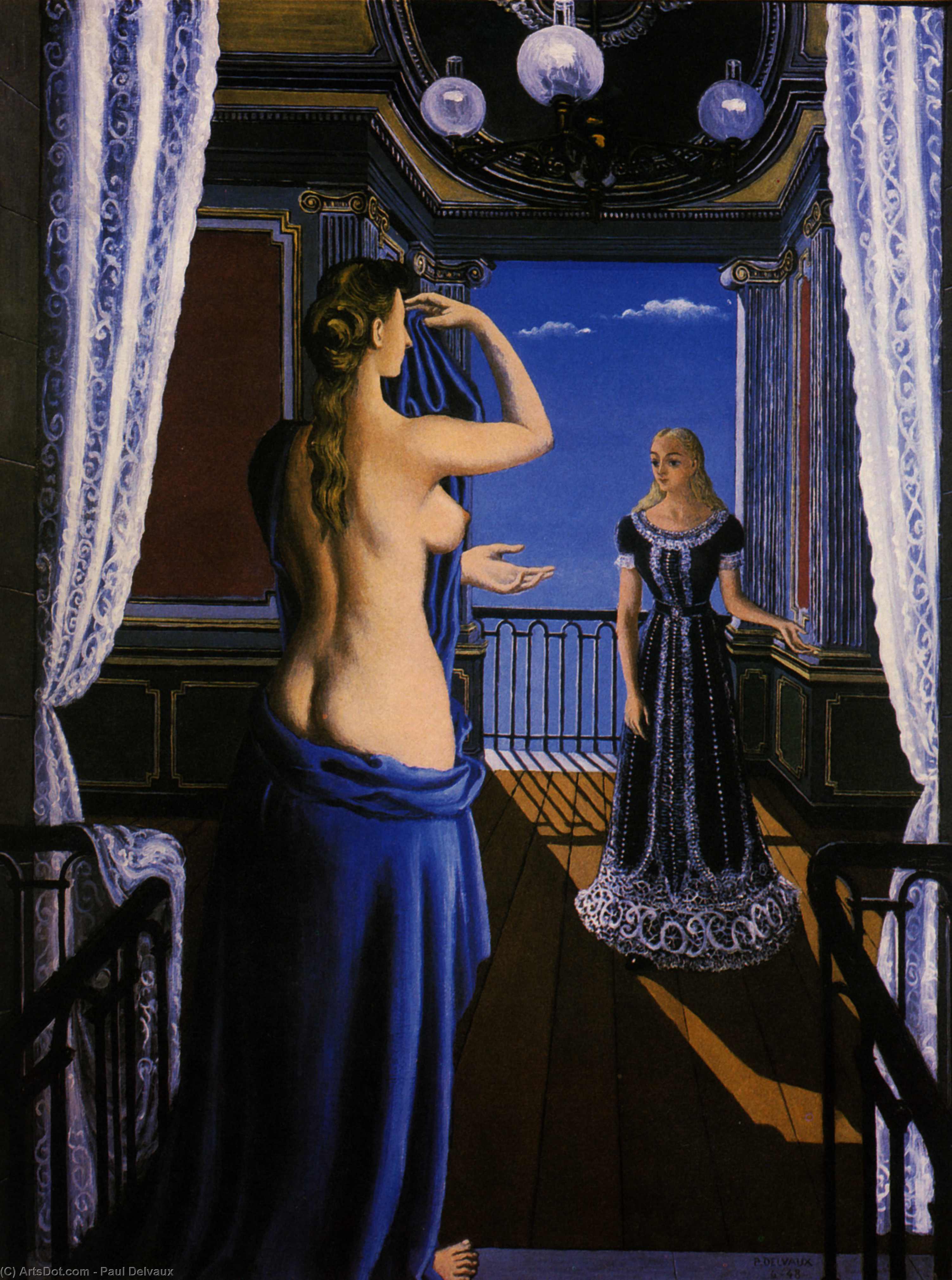 WikiOO.org - Encyclopedia of Fine Arts - Schilderen, Artwork Paul Delvaux - The Balcony