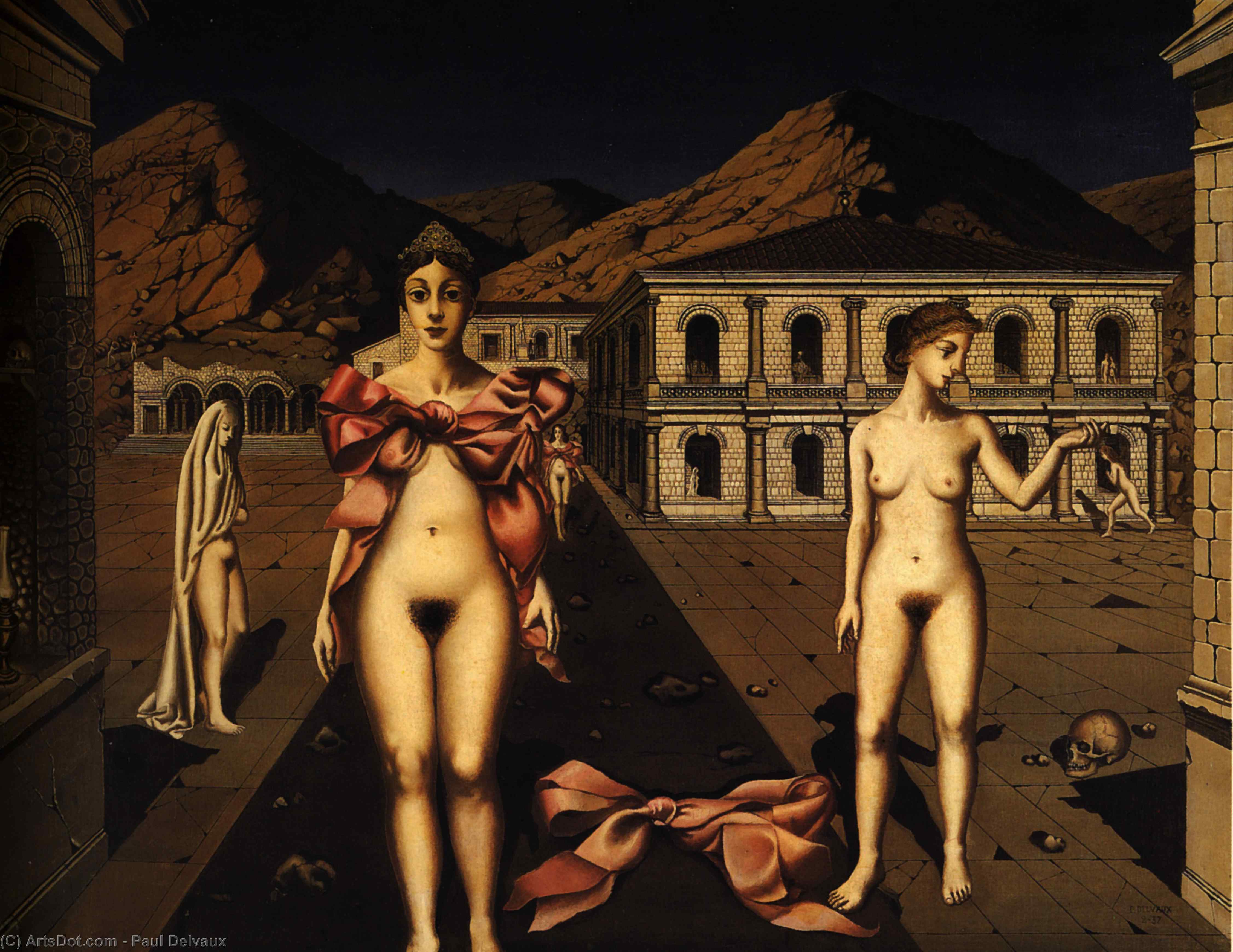 WikiOO.org - Encyclopedia of Fine Arts - Malba, Artwork Paul Delvaux - Nodes Rose