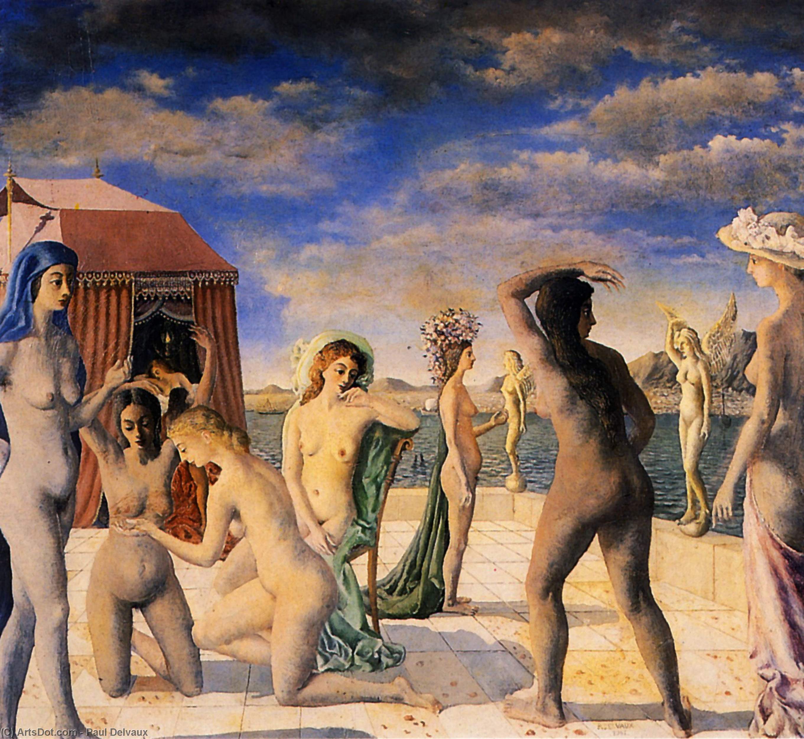 WikiOO.org - Encyclopedia of Fine Arts - Maľba, Artwork Paul Delvaux - The Courtesans