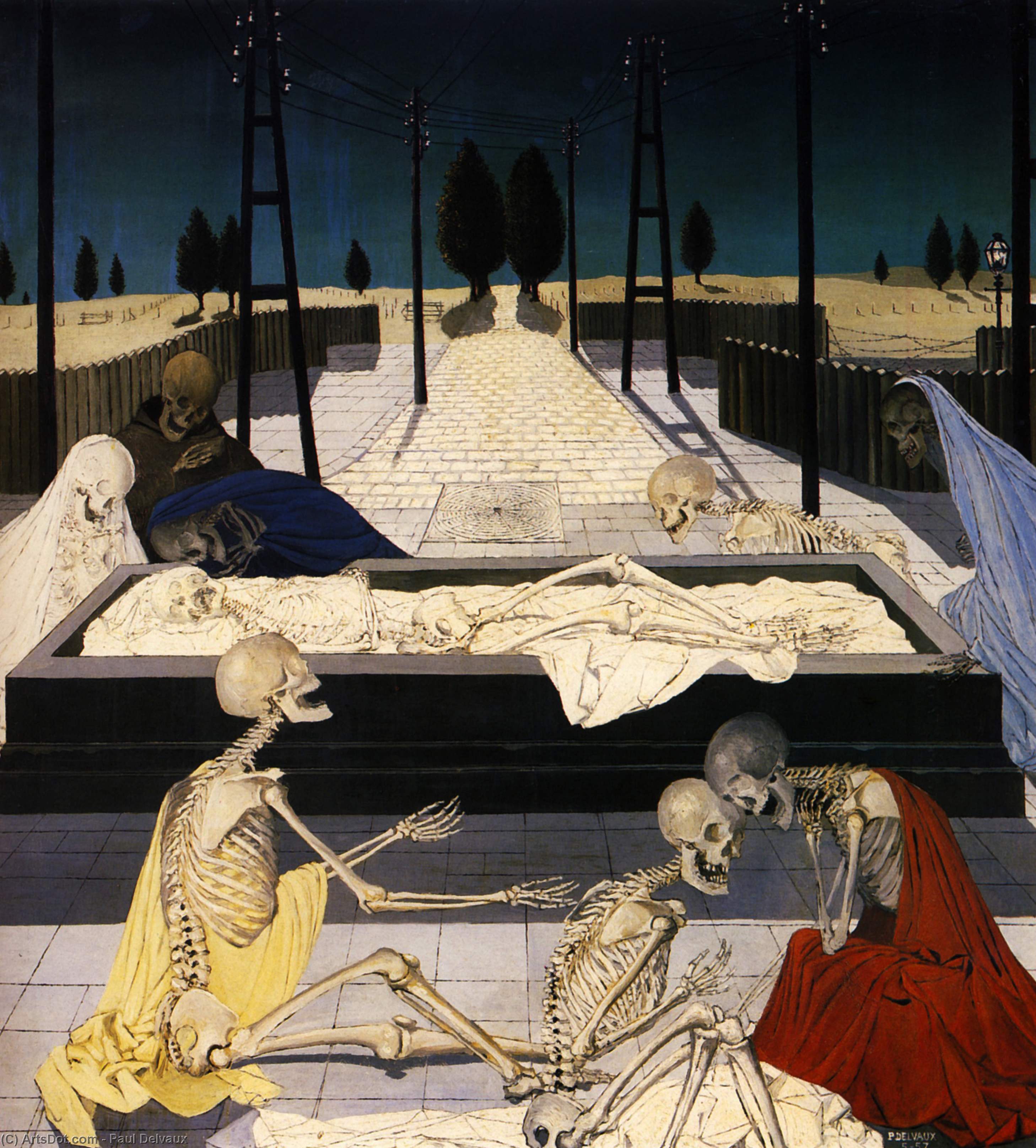 WikiOO.org - Encyclopedia of Fine Arts - Schilderen, Artwork Paul Delvaux - The Focus Tombs
