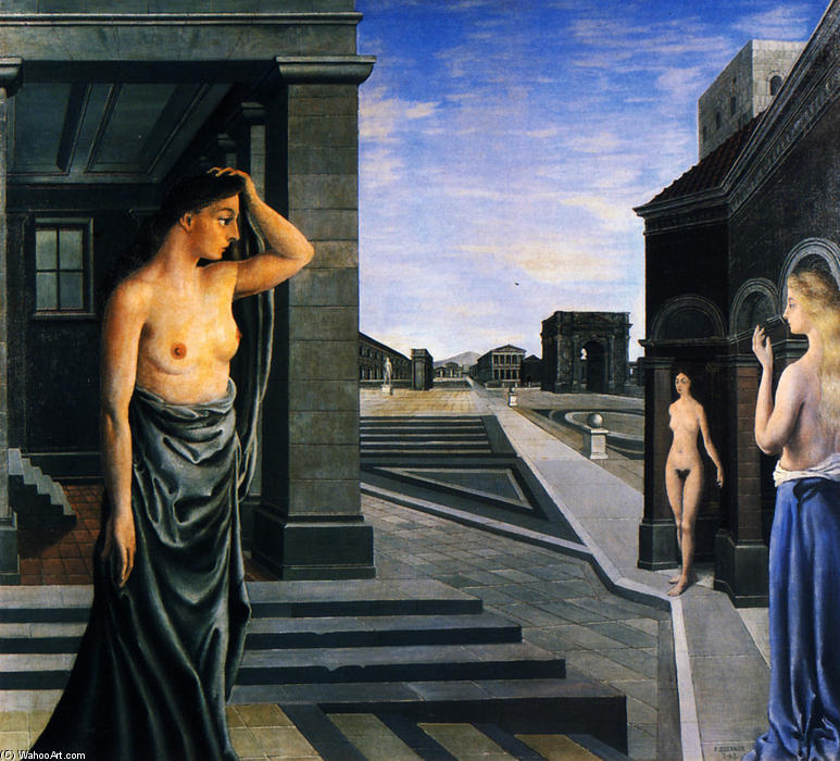 Wikioo.org - The Encyclopedia of Fine Arts - Painting, Artwork by Paul Delvaux - Grise City 