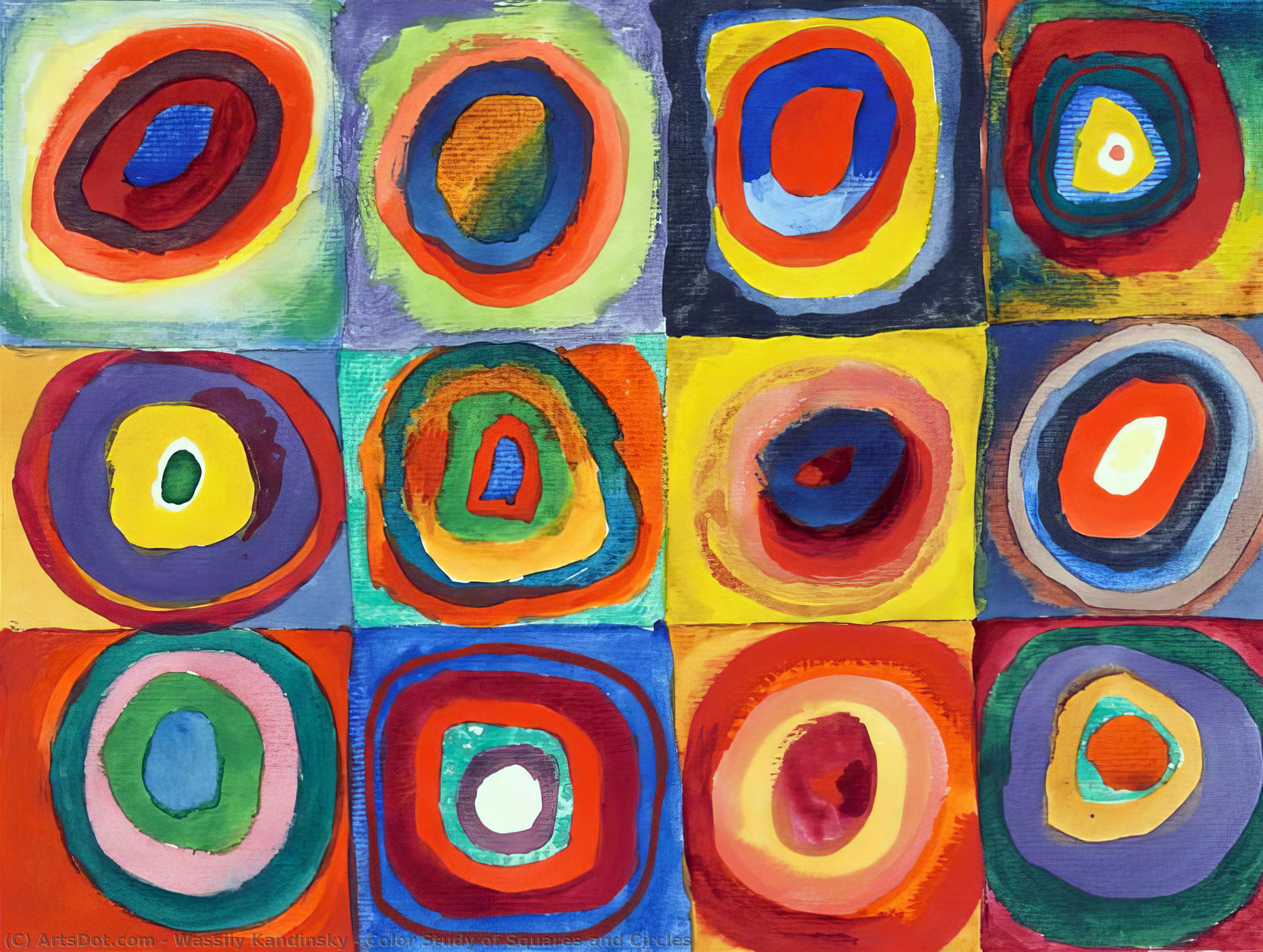 Wikioo.org - The Encyclopedia of Fine Arts - Painting, Artwork by Wassily Kandinsky - Color Study of Squares and Circles