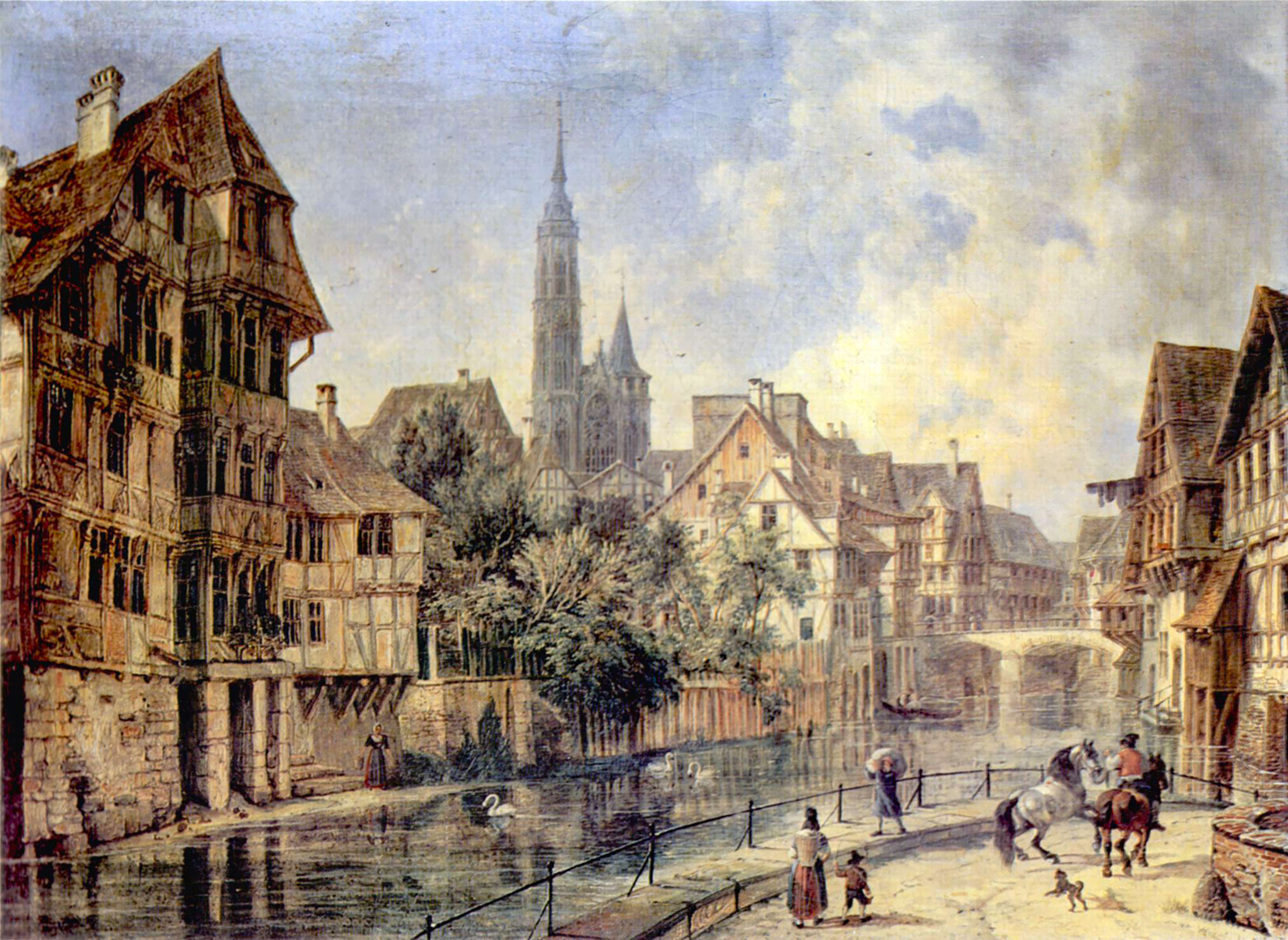 Wikioo.org - The Encyclopedia of Fine Arts - Painting, Artwork by Domenico Quaglio - Der Ruhfäutchenplatz In Braunschweig Von Suden