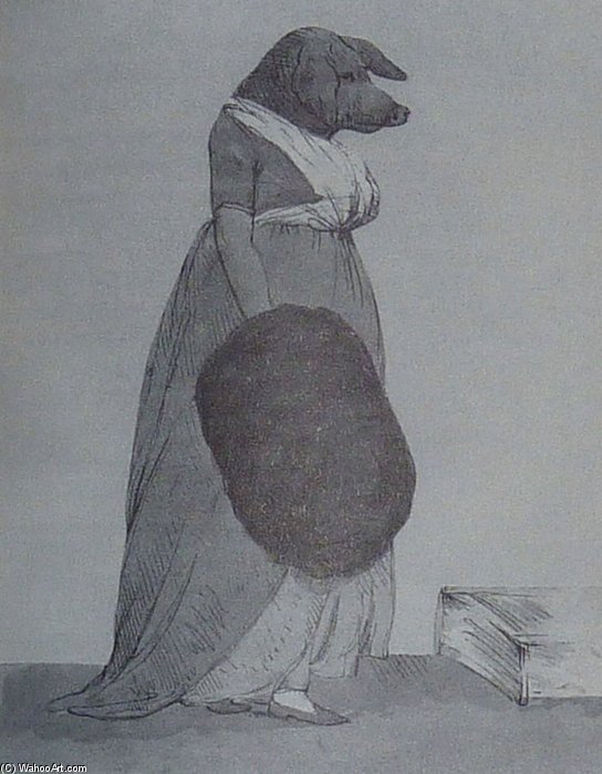 Wikioo.org - The Encyclopedia of Fine Arts - Painting, Artwork by George Morland - Die Schweinskopfige Mrs. Atkinson