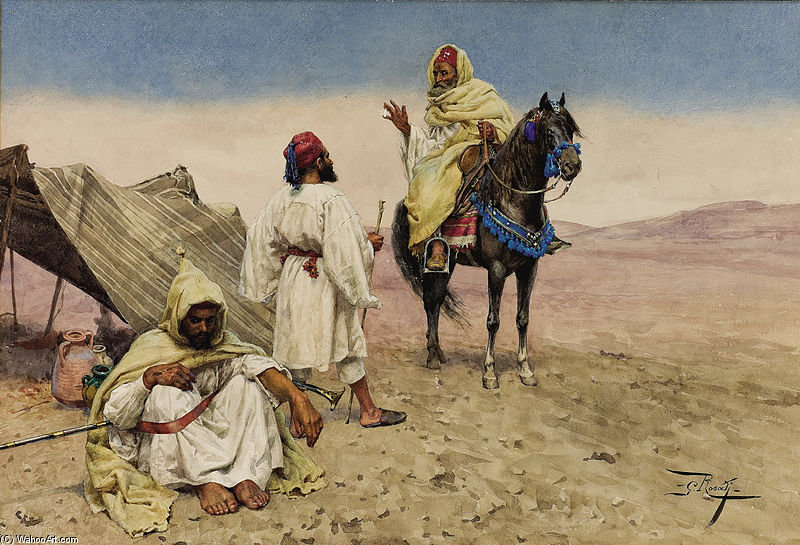 Wikioo.org - The Encyclopedia of Fine Arts - Painting, Artwork by Giulio Rosati - Nomades Du Desert