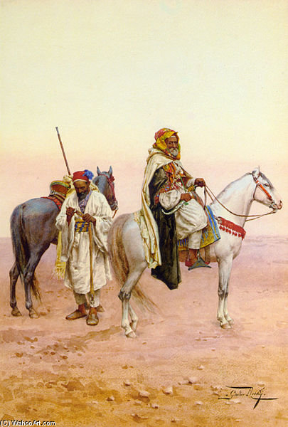 WikiOO.org - Encyclopedia of Fine Arts - Schilderen, Artwork Giulio Rosati - Une Halte Dans Le Desert