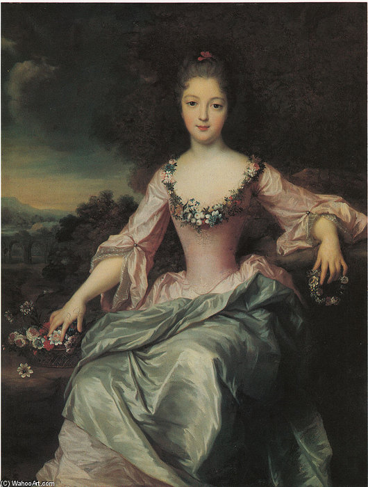 Wikioo.org - The Encyclopedia of Fine Arts - Painting, Artwork by Gustaf Lundberg - Portrait Of Marie Anne De Bourbon Conde