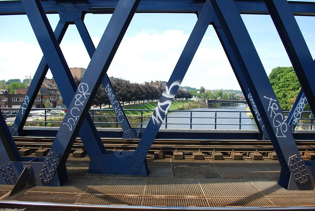 Wikioo.org - The Encyclopedia of Fine Arts - Painting, Artwork by Jean De Liège - Railway Bridge Of Namur, On The Ourthe River In Liege. Pont De Namur, Pont-rail Sur L'ourthe A Liege.