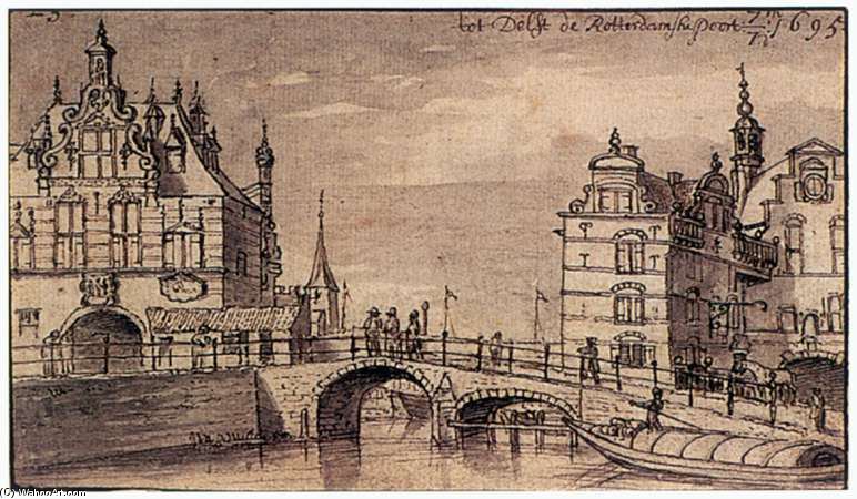 Wikioo.org – L'Encyclopédie des Beaux Arts - Peinture, Oeuvre de Josua De Grave - Façades de la ville de Rotterdam et Schiedam Gates à Delft