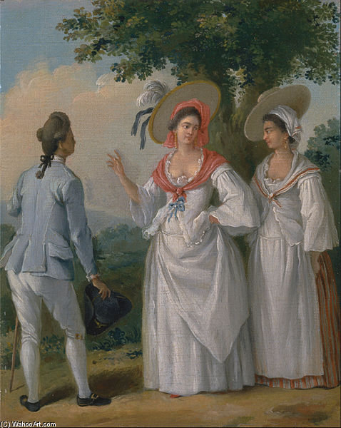 WikiOO.org - Encyclopedia of Fine Arts - Schilderen, Artwork Agostino Brunias - Free West Indian Creoles In Elegant Dress