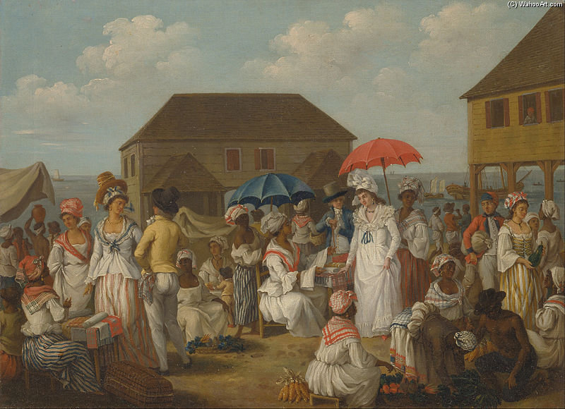 Wikioo.org - The Encyclopedia of Fine Arts - Painting, Artwork by Agostino Brunias - Linen Market, Dominica