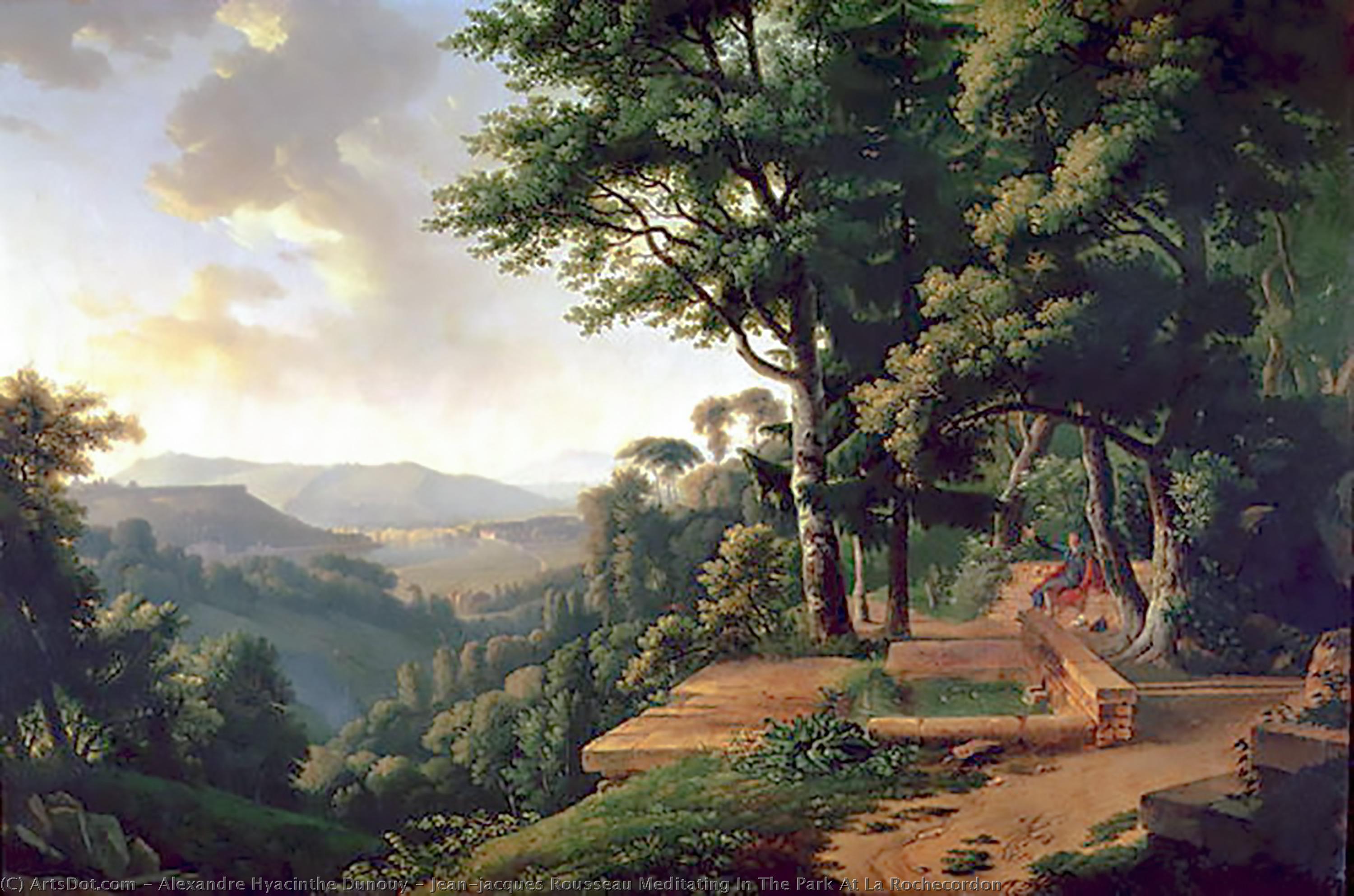 Wikioo.org – L'Enciclopedia delle Belle Arti - Pittura, Opere di Alexandre Hyacinthe Dunouy - Jean-jacques Rousseau Meditare nel parco a la Rochecordon