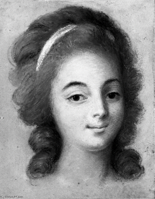 Wikioo.org - The Encyclopedia of Fine Arts - Painting, Artwork by Antoine Vestier Avallon - Head Of A Young Girl Wearing A Pink Ribbon