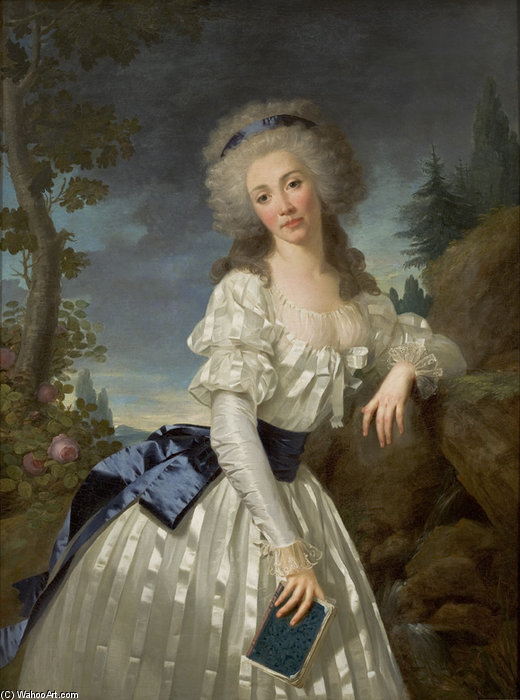Wikioo.org - The Encyclopedia of Fine Arts - Painting, Artwork by Antoine Vestier Avallon - Portrait Of A Lady With A Book