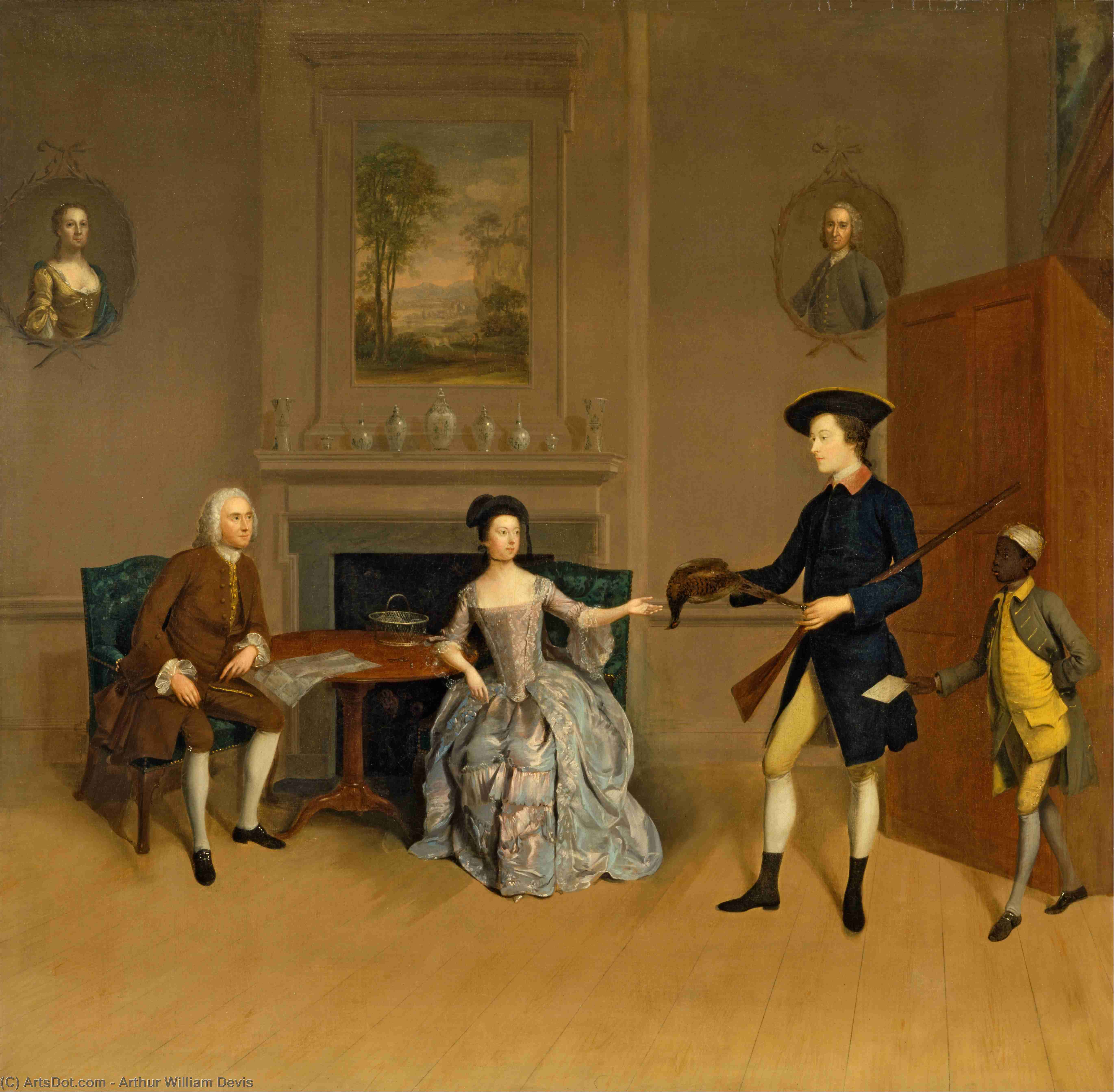 Wikioo.org - The Encyclopedia of Fine Arts - Painting, Artwork by Arthur William Devis - John Orde, His Wife Anne, And His Eldest Son William