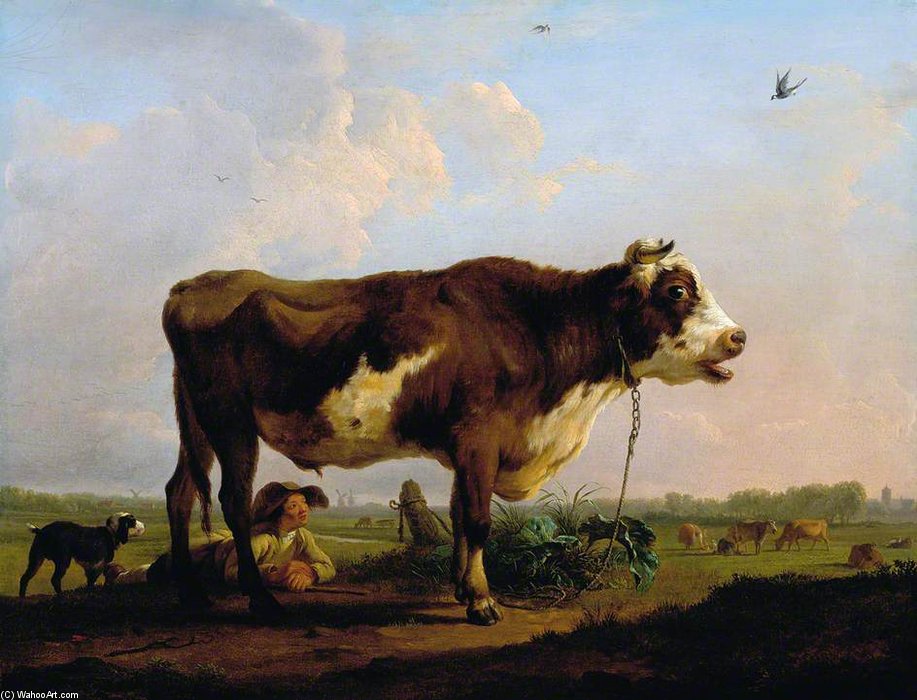 WikiOO.org - 백과 사전 - 회화, 삽화 Balthasar Paul Ommeganck - A Bull