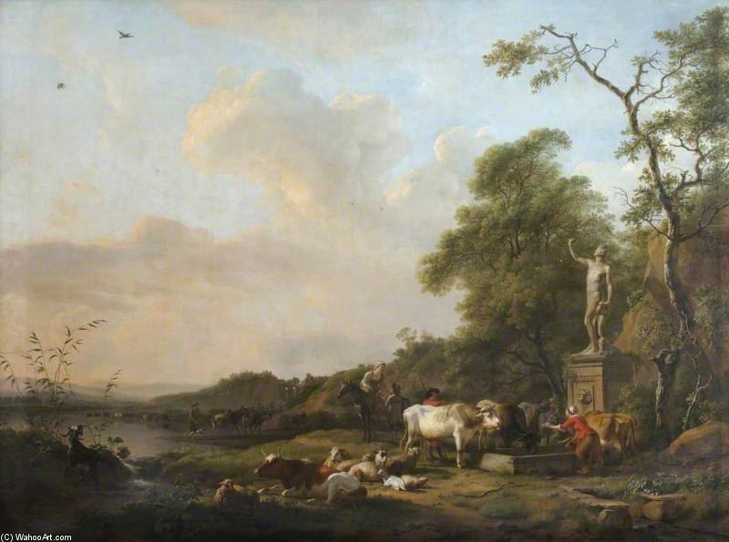 Wikioo.org - The Encyclopedia of Fine Arts - Painting, Artwork by Balthasar Paul Ommeganck - A Pastoral Scene