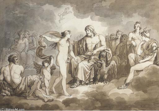 Wikioo.org – La Enciclopedia de las Bellas Artes - Pintura, Obras de arte de Bartolomeo Pinelli - Zeus y Venus